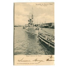 BARCOS MARINA NACIONAL BARCO DE GUERRA SALIENDO DEL PUERTO DE BUENOS AIRES ANTIGUA TARJETA POSTAL